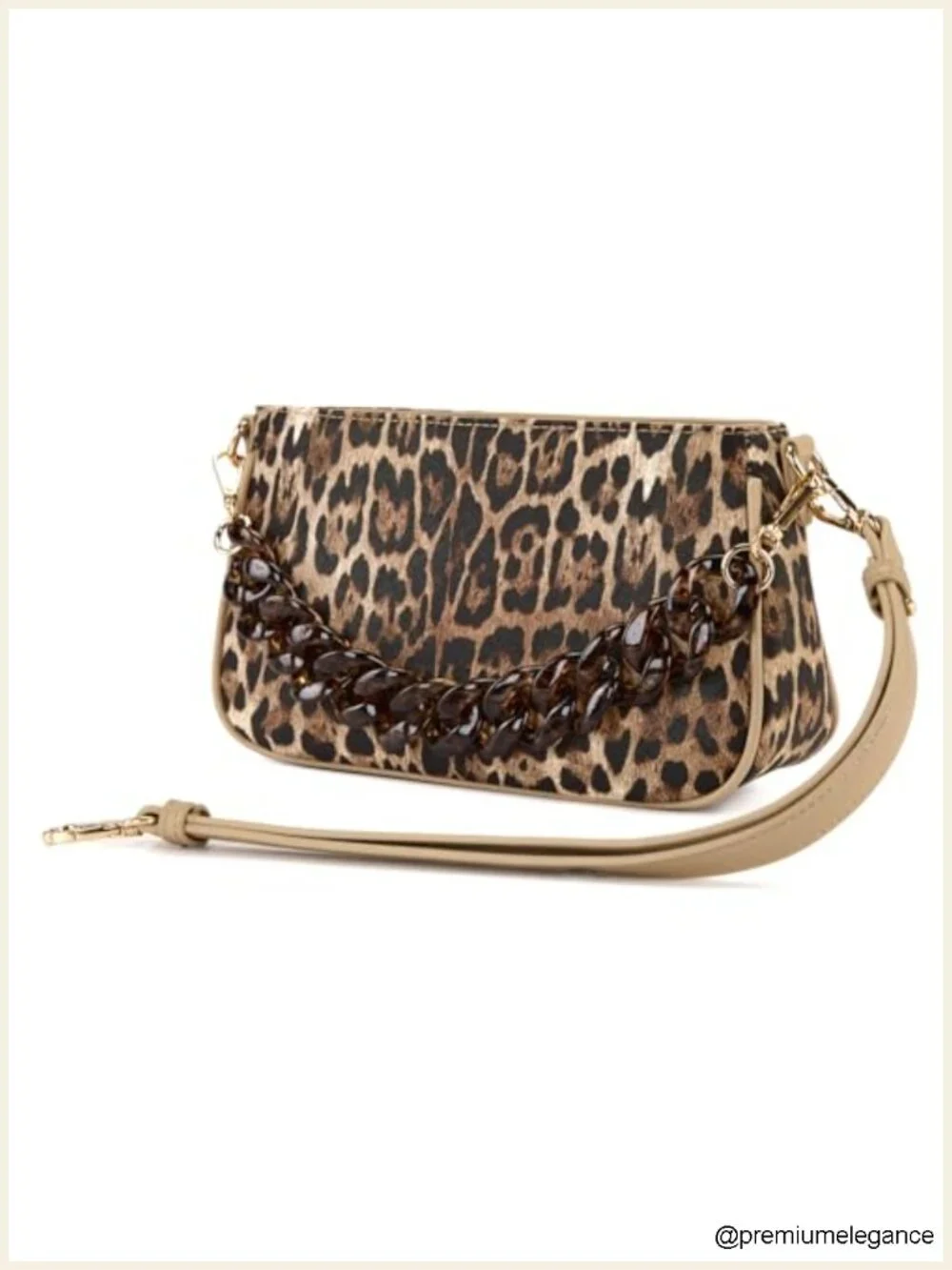 Faux Leather Small Shoulder Bag Hobo Clutch Purse with Acrylic Chain Strap